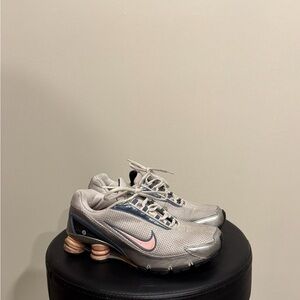 Nike Silver and Pink Shox Sneakers